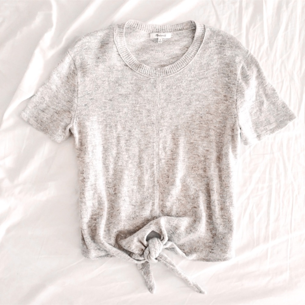SOLD m a d e w e l l  Knit Knot Front Sweater Tee